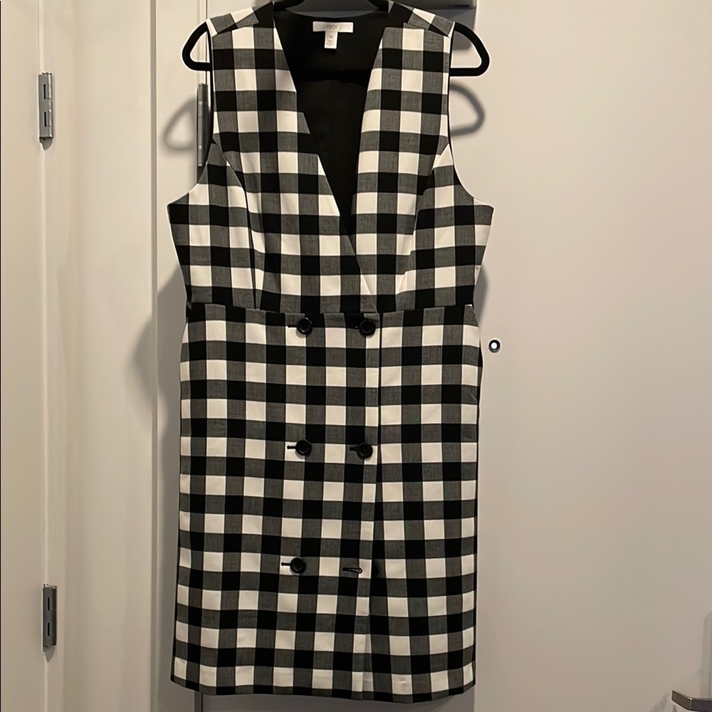1901 Black and White Sheath Midi Dress V-Neck Sleeveless